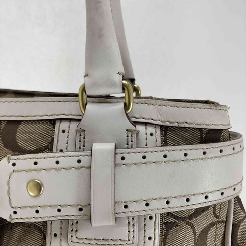 コーチ COACH シグネチャーロゴ レザー切替キャンバストートバッグ レディース
