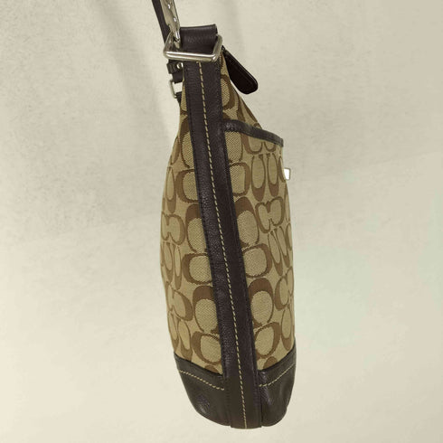 コーチ COACH シグネチャーロゴ レザー切替ショルダーバッグ レディース