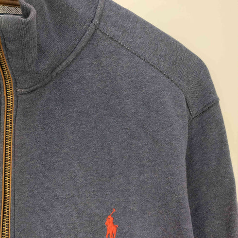 ポロバイラルフローレン Polo by RALPH LAUREN ポニー刺繍 レザーパイピング スウェット地 ダブルジップ ジャケット メンズ import:XL