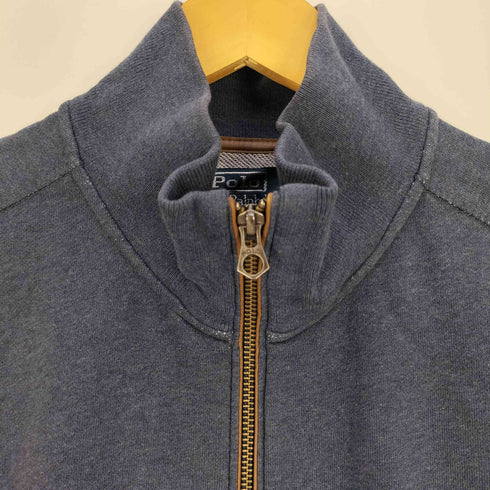 ポロバイラルフローレン Polo by RALPH LAUREN ポニー刺繍 レザーパイピング スウェット地 ダブルジップ ジャケット メンズ import:XL