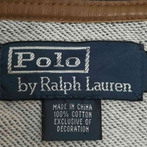 ポロバイラルフローレン Polo by RALPH LAUREN ポニー刺繍 レザーパイピング スウェット地 ダブルジップ ジャケット メンズ import:XL