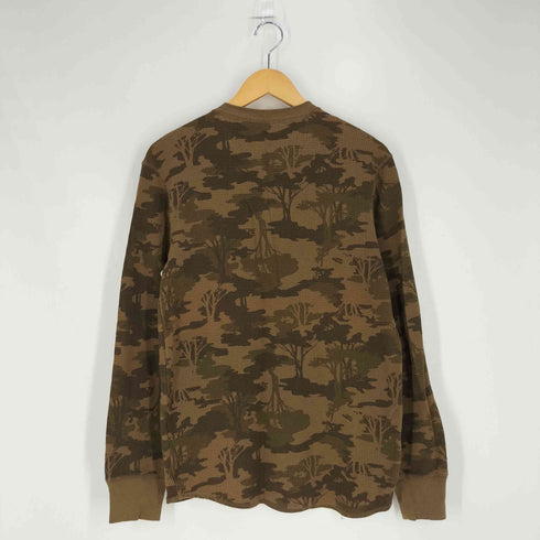 エディーバウアー Eddie Bauer ツリー柄 メタルボタン ヘンリーネック サーマル ロングスリーブTシャツ メンズ import:S
