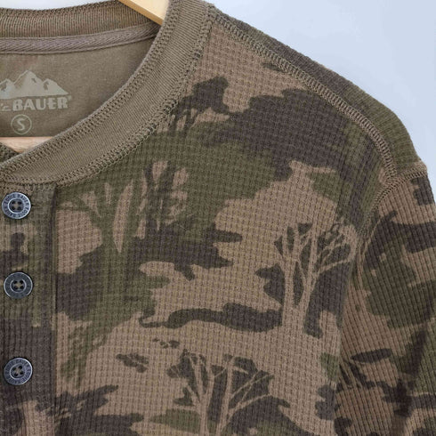 エディーバウアー Eddie Bauer ツリー柄 メタルボタン ヘンリーネック サーマル ロングスリーブTシャツ メンズ import:S