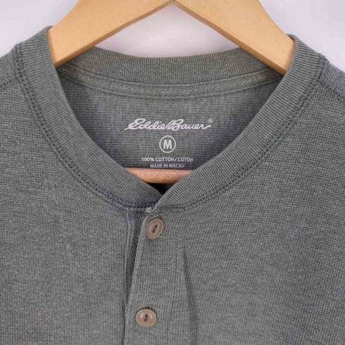 エディーバウアー Eddie Bauer ヘンリーネック 鹿の子 ロングスリーブTシャツ メンズ import:M