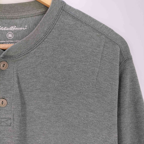 エディーバウアー Eddie Bauer ヘンリーネック 鹿の子 ロングスリーブTシャツ メンズ import:M