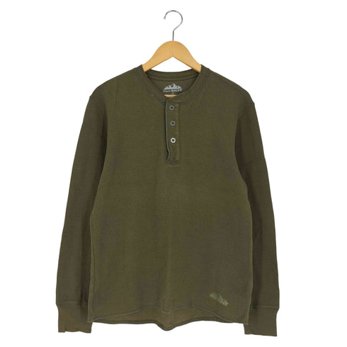 エディーバウアー Eddie Bauer メタルボタン ヘンリーネック サーマル ロングスリーブTシャツ メンズ import:S