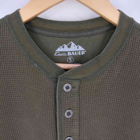 エディーバウアー Eddie Bauer メタルボタン ヘンリーネック サーマル ロングスリーブTシャツ メンズ import:S