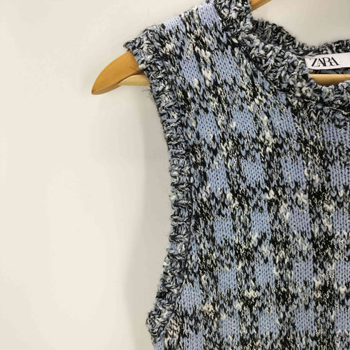 ザラ ZARA ツイード ビジュー ノースリーブワンピース レディース import:S