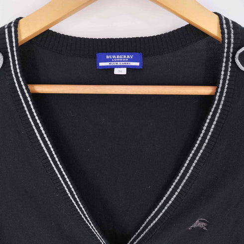 バーバリーブルーレーベル BURBERRY BLUE LABEL ロゴ刺繍 エポレット コットン ニット カーディガン レディース 38