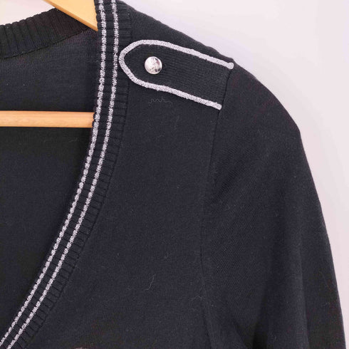 バーバリーブルーレーベル BURBERRY BLUE LABEL ロゴ刺繍 エポレット コットン ニット カーディガン レディース 38