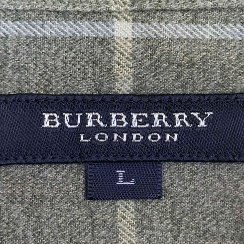 バーバリーロンドン BURBERRY LONDON チェック柄 ロゴ刺繍 七分丈 シャツ メンズ import:L