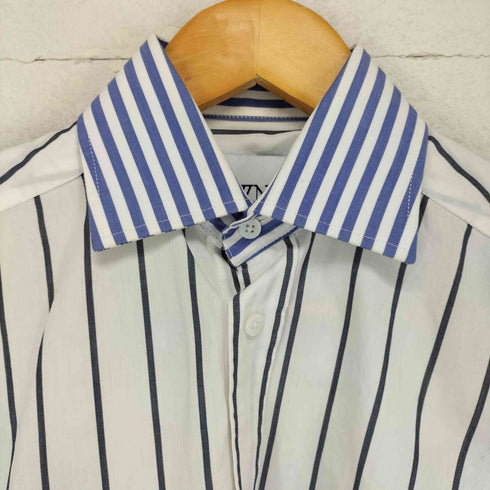 WNU オーガニックコットン切替ストライプシャツ import メンズ