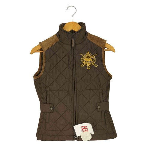 ラルフローレンスポーツ RALPH LAUREN SPORT ロゴ刺繍 スウェード切替 ダブルジップ キルティングベスト レディース import:XS