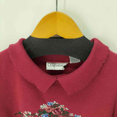 花柄刺繍 襟付きスウェット レディース 1X