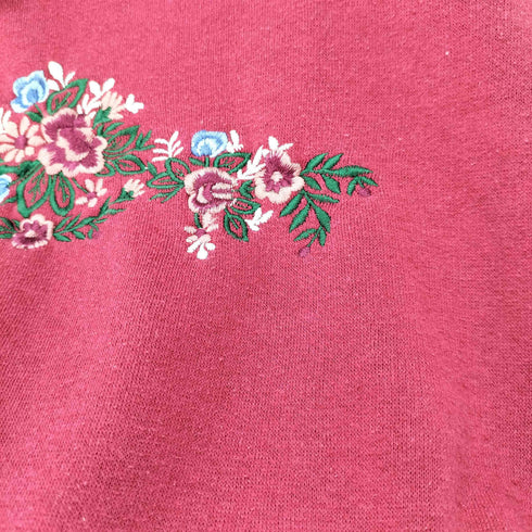 花柄刺繍 襟付きスウェット レディース 1X