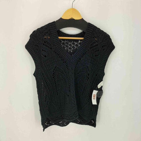 マメクロゴウチ Mame Kurogouchi 21SS Curtain Lace Pattern Knitted V Neck Vest レディース JPN:2