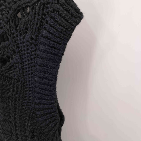 マメクロゴウチ Mame Kurogouchi 21SS Curtain Lace Pattern Knitted V Neck Vest レディース JPN:2
