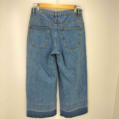 ザラ ZARA WOMAN カットオフ ワイドフレア ジッパーフライ ベイカーポケット デニム パンツ レディース S