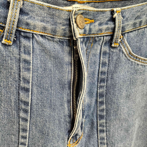 ザラ ZARA WOMAN カットオフ ワイドフレア ジッパーフライ ベイカーポケット デニム パンツ レディース S