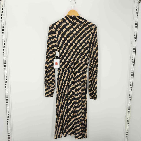 バナナリパブリック BANANA REPUBLIC チェーン柄 Vネックボウタイワンピース レディース import:M