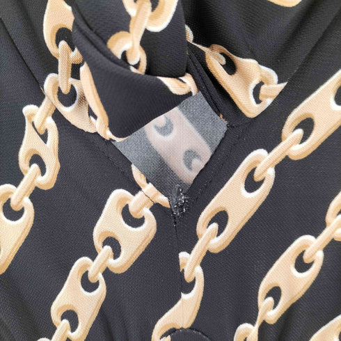 バナナリパブリック BANANA REPUBLIC チェーン柄 Vネックボウタイワンピース レディース import:M