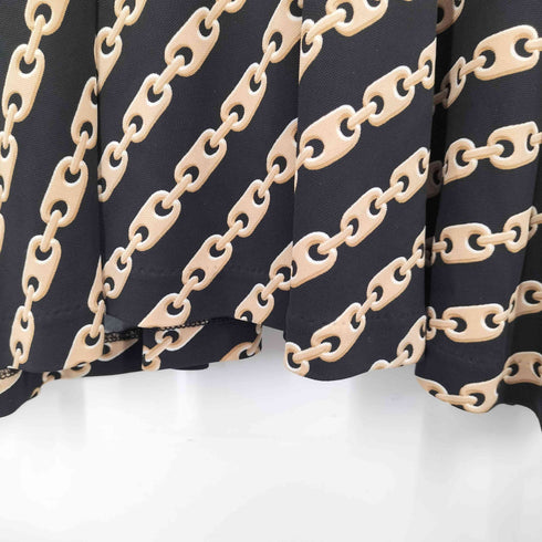 バナナリパブリック BANANA REPUBLIC チェーン柄 Vネックボウタイワンピース レディース import:M