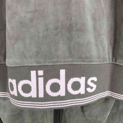 アディダス adidas ロゴ刺繍 ベロア ジャージ セットアップ トラックジャケット フレアパンツ レディース M
