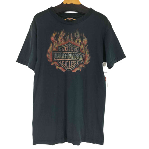 ハーレーダビッドソン HARLEY-DAVIDSON 90s USA製 ファイヤーパターン 両面プリントクルーネックTシャツ メンズ JPN:L