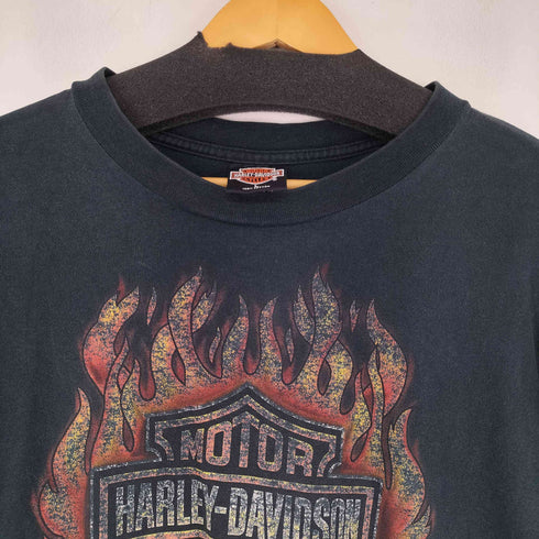 ハーレーダビッドソン HARLEY-DAVIDSON 90s USA製 ファイヤーパターン 両面プリントクルーネックTシャツ メンズ JPN:L