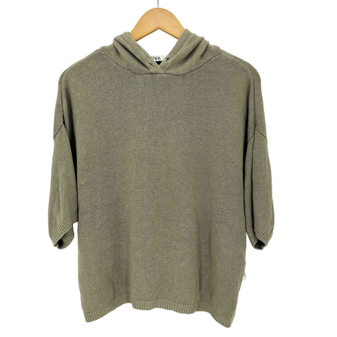 ザラ ZARA リネン混ニットフーディー レディース import:M