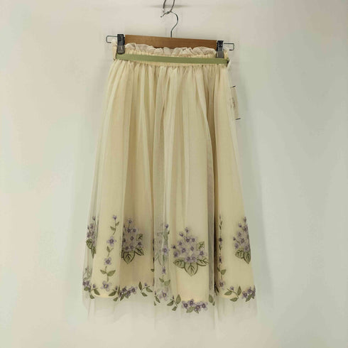 アンアナザーアンジェラス an another angelus ライラック刺繍チュールスカート レディース FREE