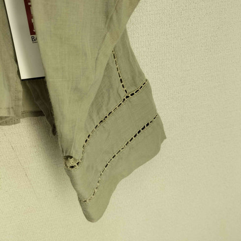 ザラ ZARA シェルボタン ノーカラー ギャザーブラウス レディース import:M