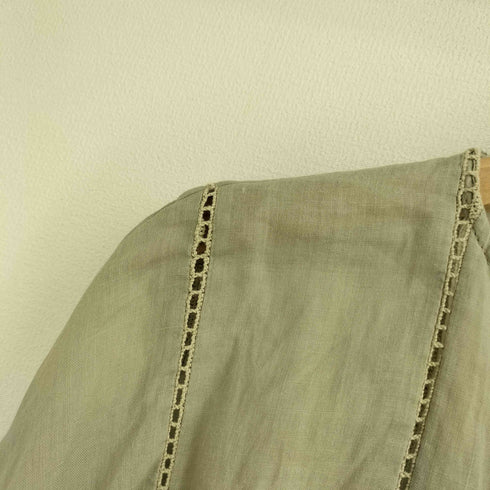 ザラ ZARA シェルボタン ノーカラー ギャザーブラウス レディース import:M