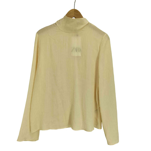 ザラ ZARA SEMI-SHEER WRINKLE EFFECT BLOUSE セミシアー シワ加工ブラウス レディース import:XS
