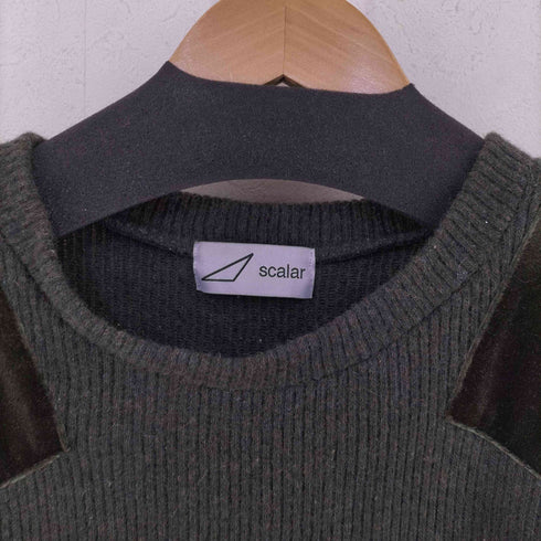 SCAIAR ベロア切替ウール混クルーネックニット メンズ L