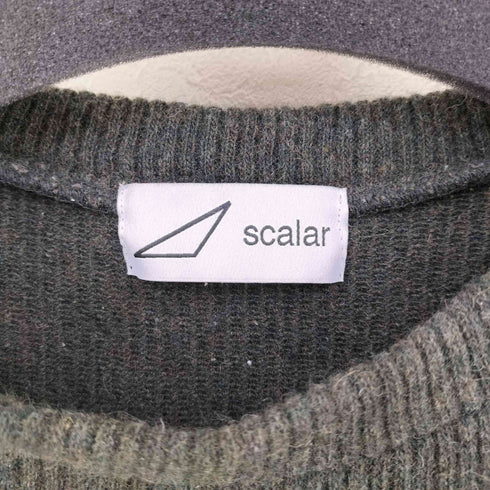 SCAIAR ベロア切替ウール混クルーネックニット メンズ L