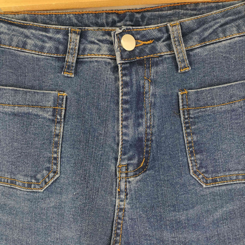 フレアブッシュデニムパンツ レディース 30