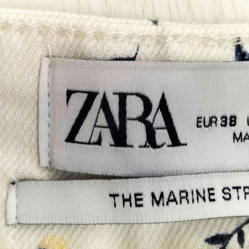 ザラ ZARA フラワーパターン マリンストレート デニムパンツ レディース 38