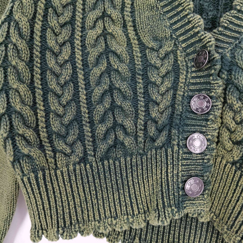 ザラ ZARA フェードエフェクト クロップド ケーブルニットカーディガン レディース import:S