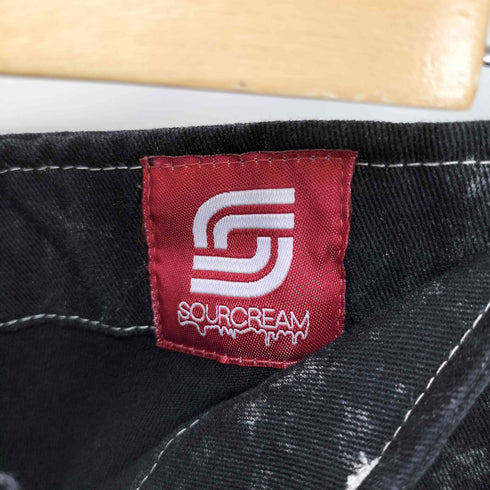 SOURCREAM ウォッシュ プリント デザイン ワイド デニム パンツ メンズ FREE