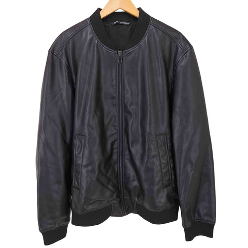 ザラ ZARA フェイクレザー ジップアップ ブルゾン メンズ import:XL