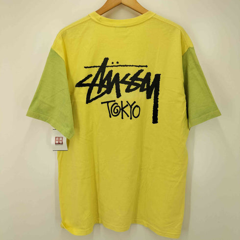 ステューシー Stussy メキシコ製 ストックロゴ スリーブ切替 クルーネック S/S Tシャツ メンズ import:L