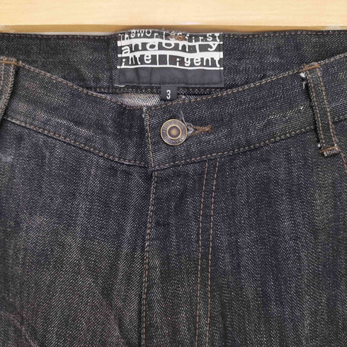 ステッチ ブラック デニムパンツ メンズ JPN:3