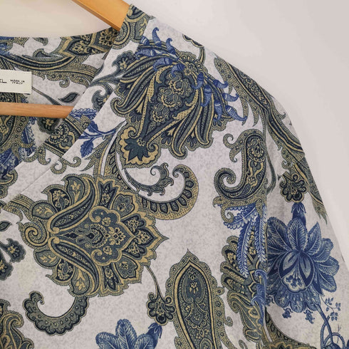 エトロ ETRO ペイズリー柄 コットン Vネック Tシャツ メンズ import:XL