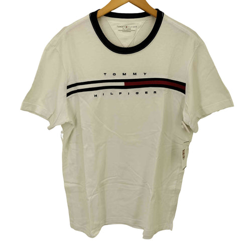 トミーヒルフィガー TOMMY HILFIGER ロゴ 刺繍 アイコン ライン 切替 リンガー S/S Tシャツ メンズ import:XL