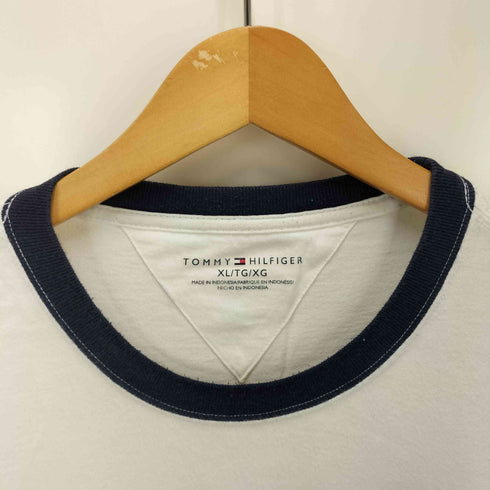 トミーヒルフィガー TOMMY HILFIGER ロゴ 刺繍 アイコン ライン 切替 リンガー S/S Tシャツ メンズ import:XL