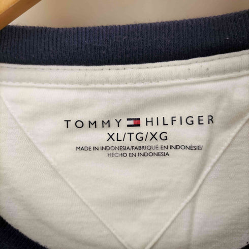 トミーヒルフィガー TOMMY HILFIGER ロゴ 刺繍 アイコン ライン 切替 リンガー S/S Tシャツ メンズ import:XL