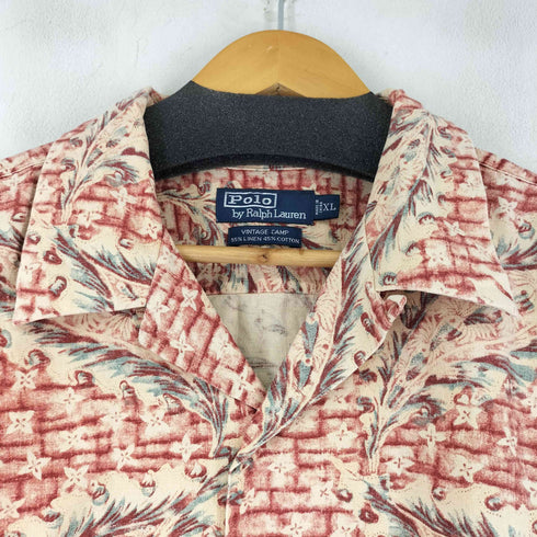 ポロバイラルフローレン Polo by RALPH LAUREN 90S VINTAGE CAMP リネンコットン 開襟シャツ メンズ JPN:XL