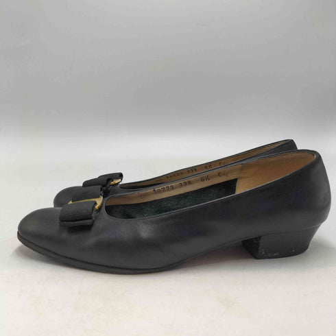 サルヴァトーレフェラガモ Salvatore Ferragamo イタリア製 ロゴ リボン レザー ヒール パンプス レディース 6 1/2