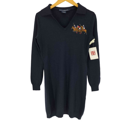 ラルフローレンスポーツ RALPH LAUREN SPORT MERINO WOOL メリノウール ビッグ ポニー 刺繍 スキッパー シャツ ニット ワンピース レディース import:L